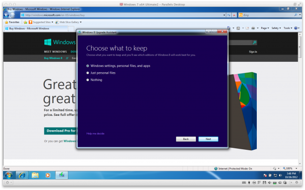 Upgrade von Windows 7 auf 8 mit Parallels Desktop 8 für Mac (Bild: Parallels)